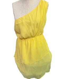 Yelllow Boutique one shoulder dress with ruffle